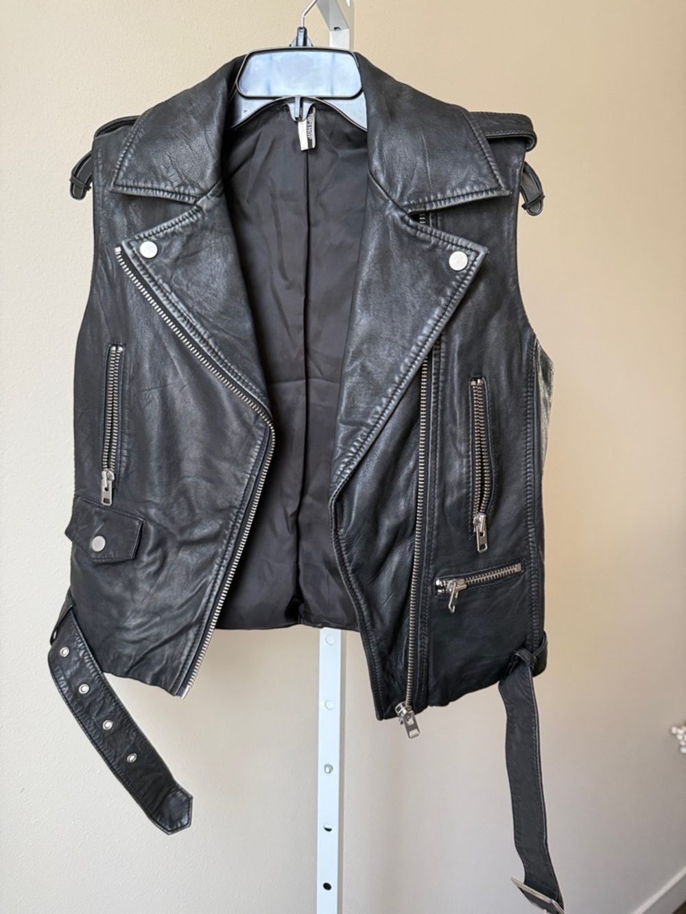 Topshop Leather Moto Vest